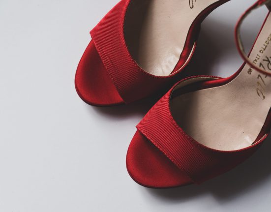 Red platform sandal