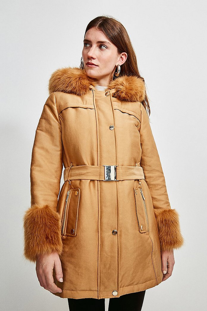 Karen Millen camel parka coat