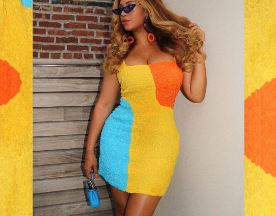 Beyonce in Neon terry mini dresses