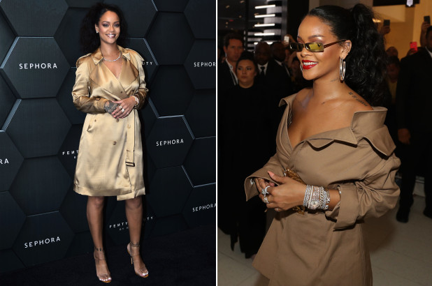 Rihanna in monse trench coat