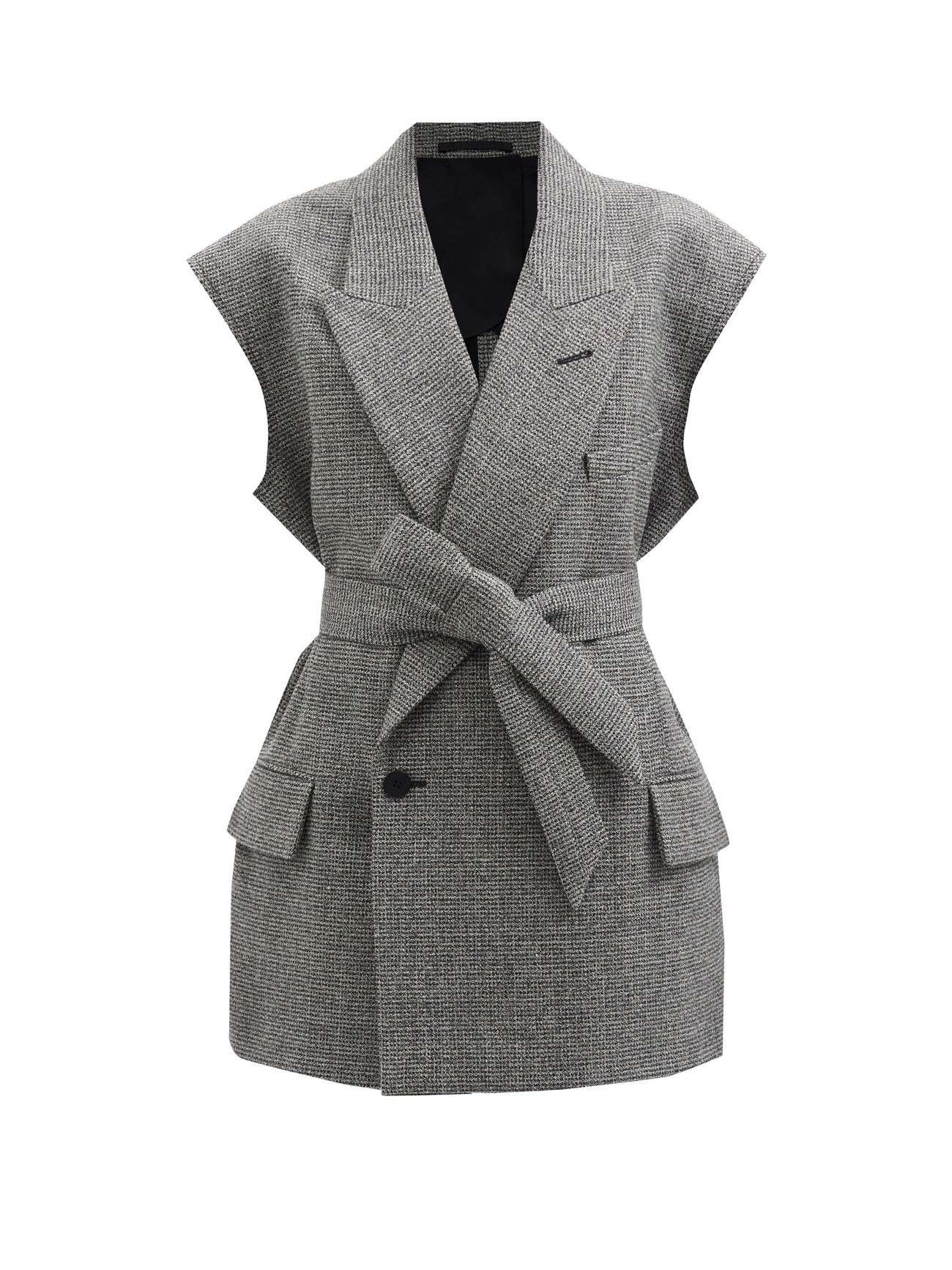 RAEY Sleeveless raw-edge wool-blend belted jacket £495