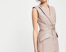 ASOS DESIGN PU sleeveless tux mini dress with corset tie detail £45.00