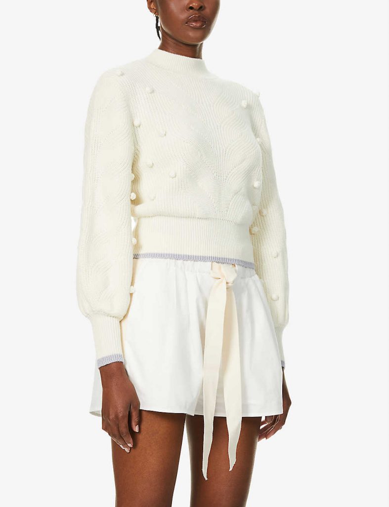 ALEMAIS Puff-sleeved cropped wool jumper £320.00
