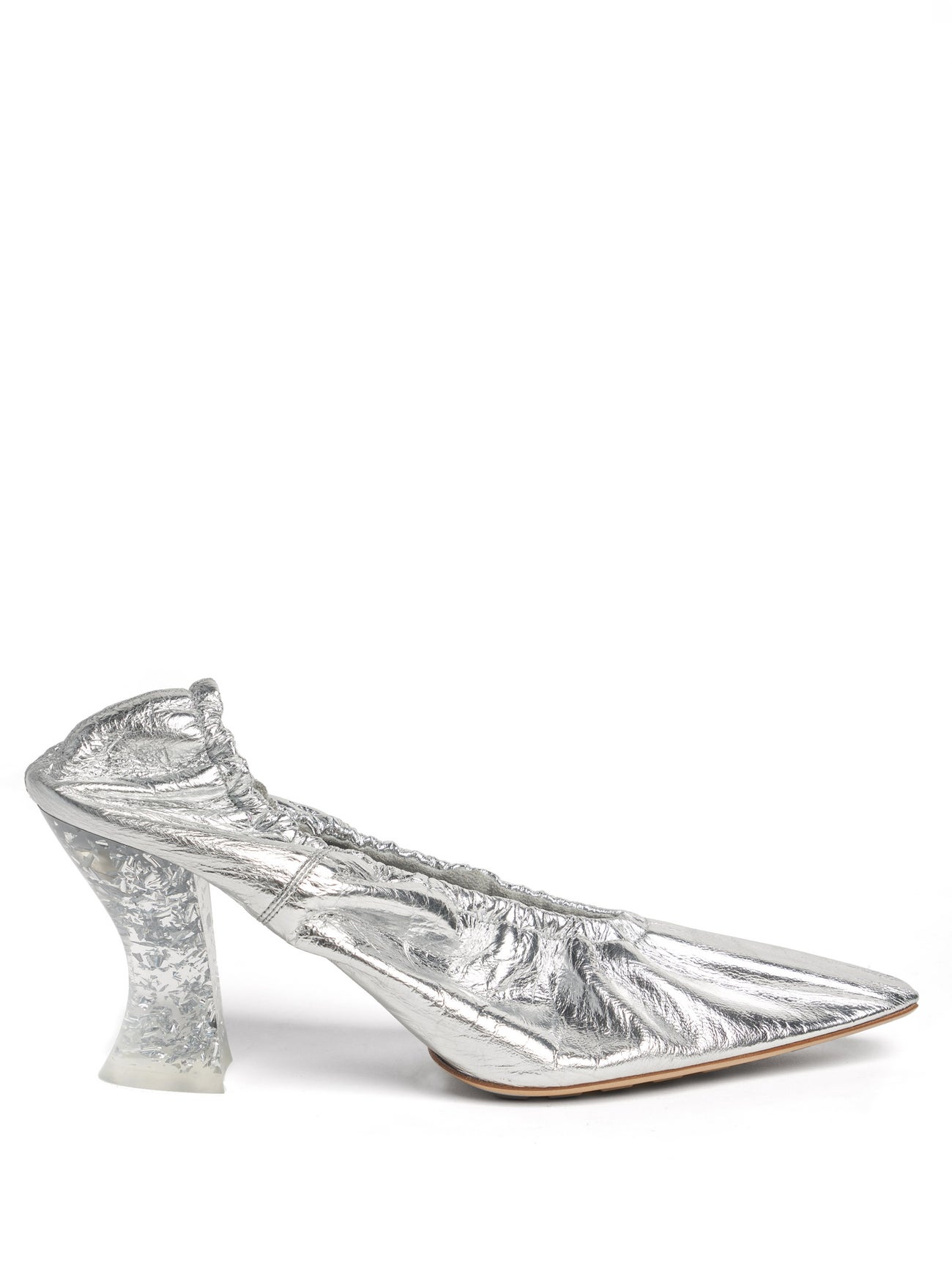 BOTTEGA VENETA Point-toe glitter-heel leather pumps £875