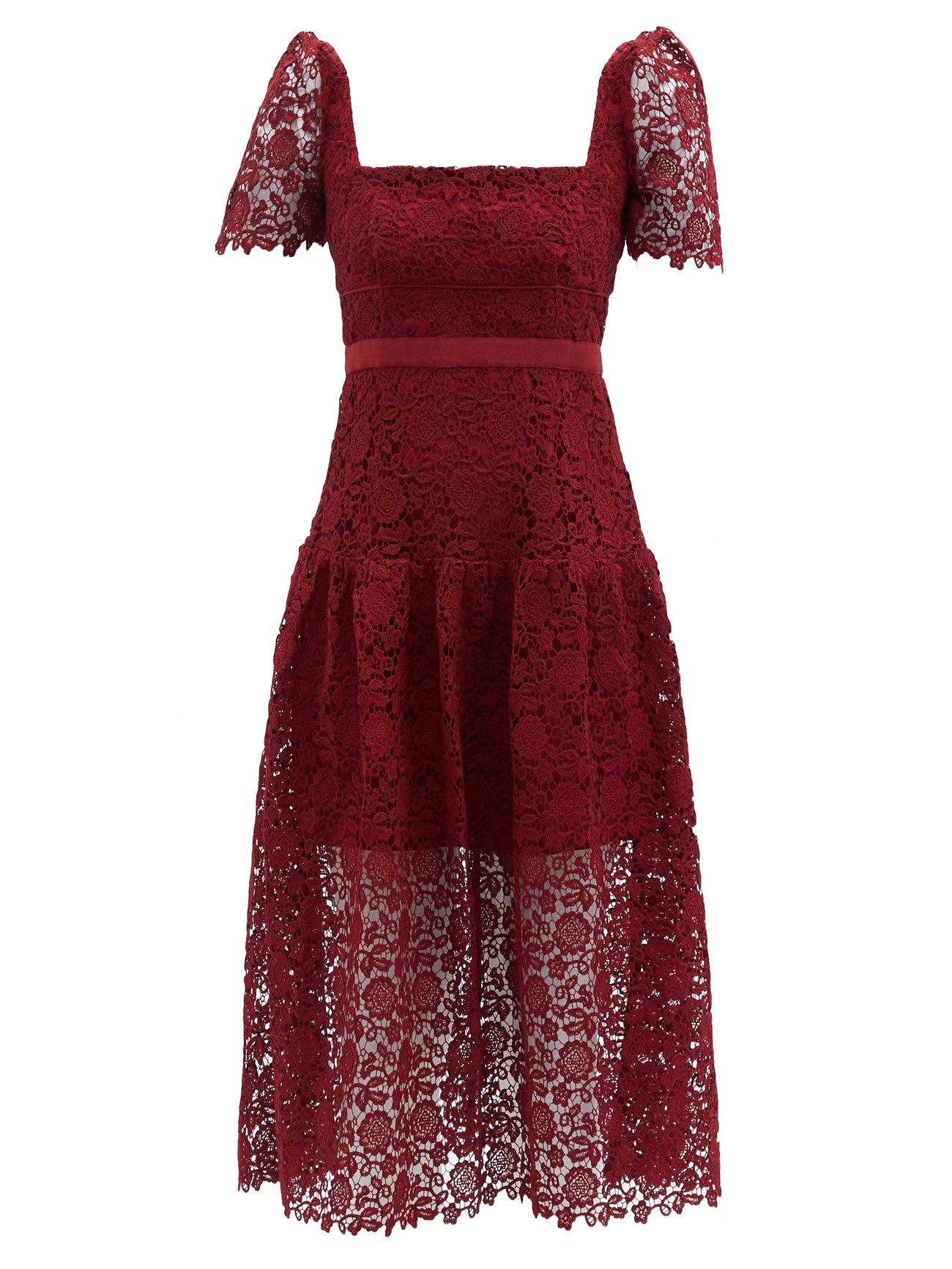 SELF-PORTRAIT Square-neck guipure-lace midi dress £360