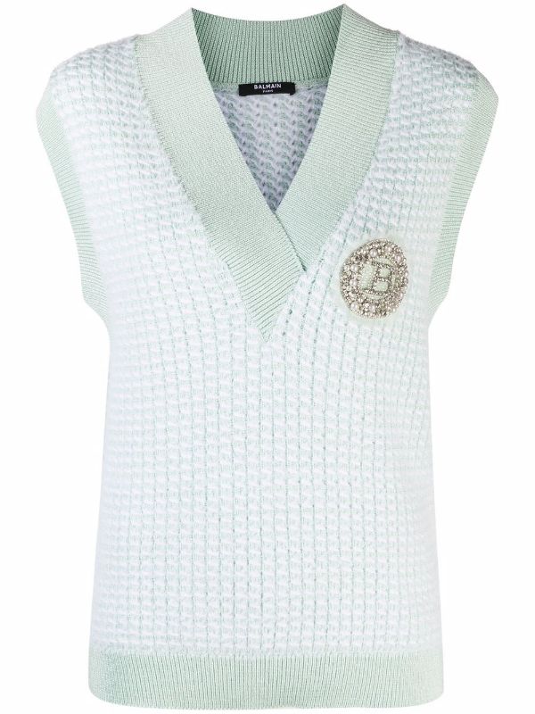 BALMAIN Embellished houndstooth sweater vest £ 1,250