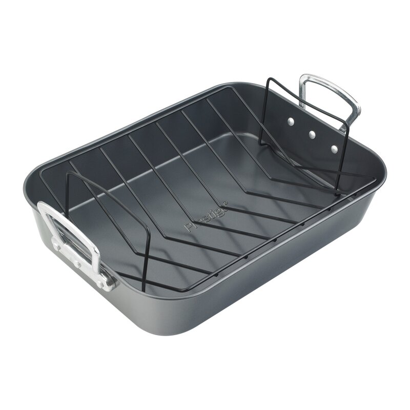 Prestige 27.5cm Non Stick Rectangle Roaster With V Rack in Grey £17.95 was £19.30