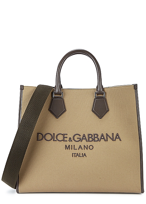 DOLCE & GABBANA Brown logo-embroidered canvas tote £1,500.00