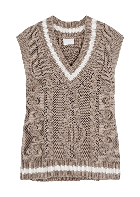 VILLAO Brown cable-knit wool-blend vest £240.00