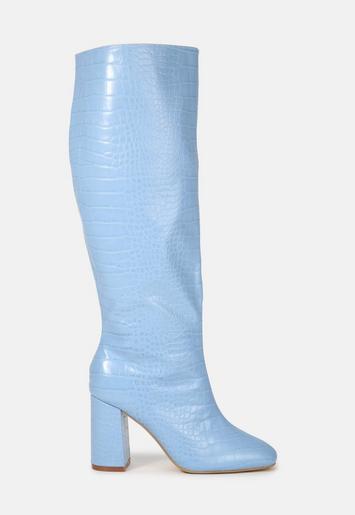 pastel blue tubular croc knee high boots £55.00 now £33.00