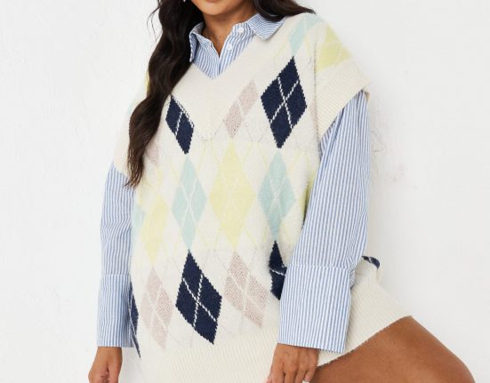 plus size cream argyle knit sweater vest £24.00