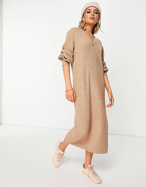 Object maxi knitted dress in brown current price £45.00£45.00