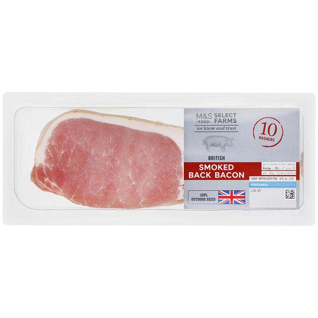 M&S Select Farms British 10 Smoked Back Bacon Rashers 300g