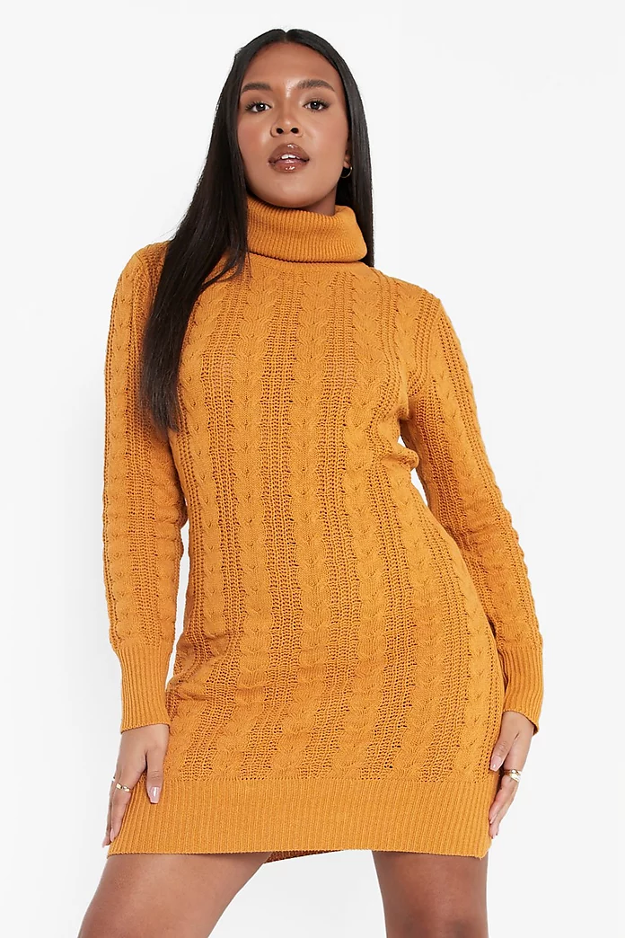 Plus Recycled Cable Knit Jumper Dress