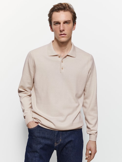 COTTON AND WOOL POLO SWEATER £59.95