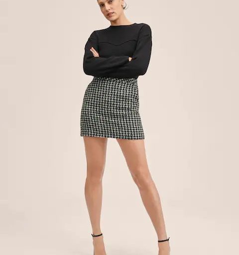 Mini skirt style look in winter season