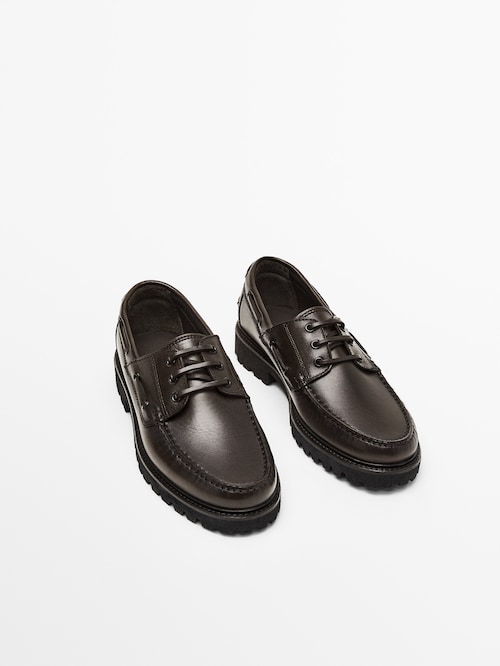LEATHER DECK SHOES WITH TRACK SOLES £99.95