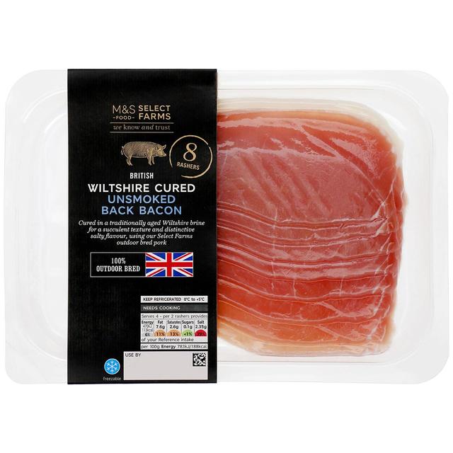 M&S Select Farms British Wiltshire Outdoor Bred Back Bacon Rashers Unsmoked 240g