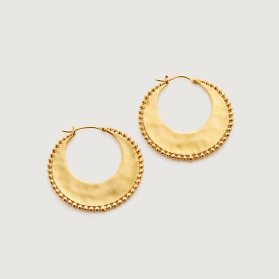 Deia Beaded Hoop Earrings 18ct Gold Plated Vermeil £140