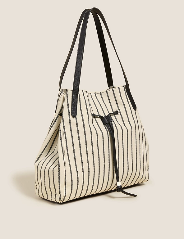 M&S COLLECTION Canvas Striped Drawstring Tote Bag £39.50