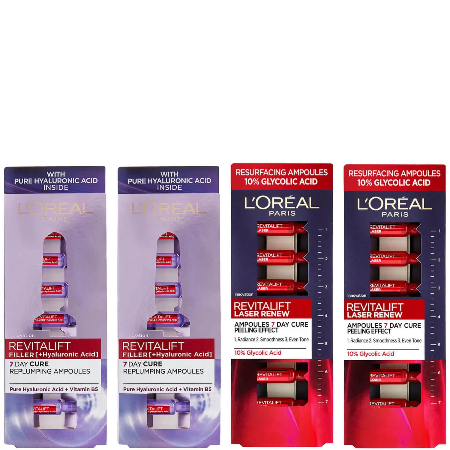 L'Oréal Paris Revitalift Hyaluronic Acid and 10% Glycolic Acid Ampoules Set - Exclusive £89.96
