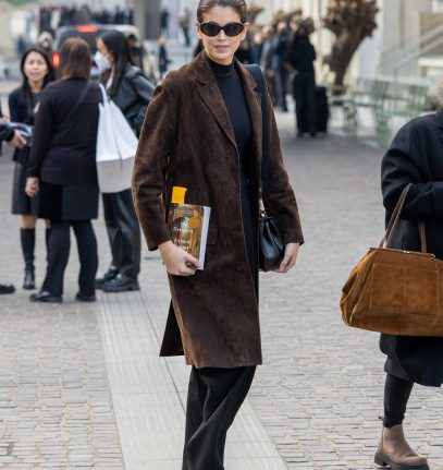 Kaia Gerber after walking in the Prada show during Milan Fashion Week 2022 Getty Images