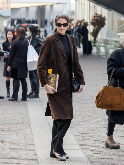 Kaia Gerber after walking in the Prada show during Milan Fashion Week 2022 Getty Images