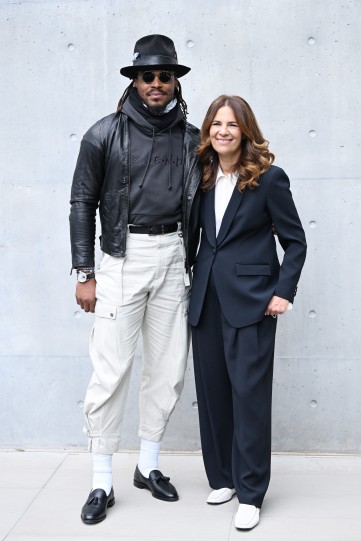 Cam Newton with Roberta Armani at the Emporio Armani show during Milan Fashion Week 2022 WireImage