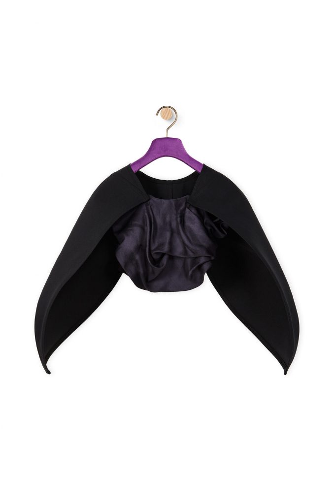 Cape sleeve draped top in cotton and polyamide 2.600£
