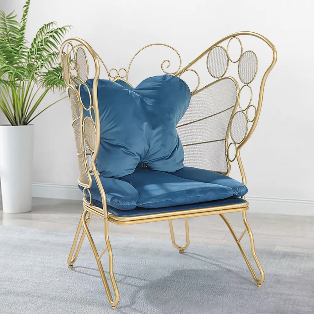 Blue Butterfly Accent Chair Upholstered Velvet Chair Modern Accent Chair in Gold Now ￡449.99 Was ￡669.99