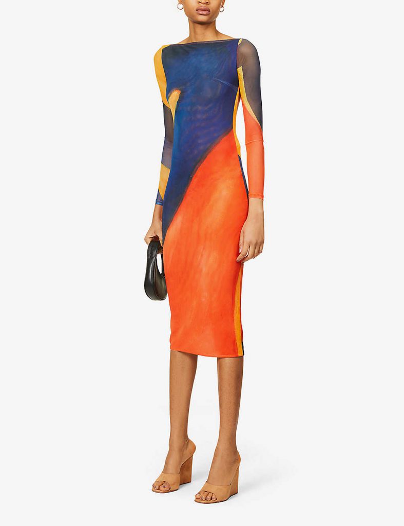 FARAI LONDON Alamea abstract-print stretch-mesh midi dress £170.00