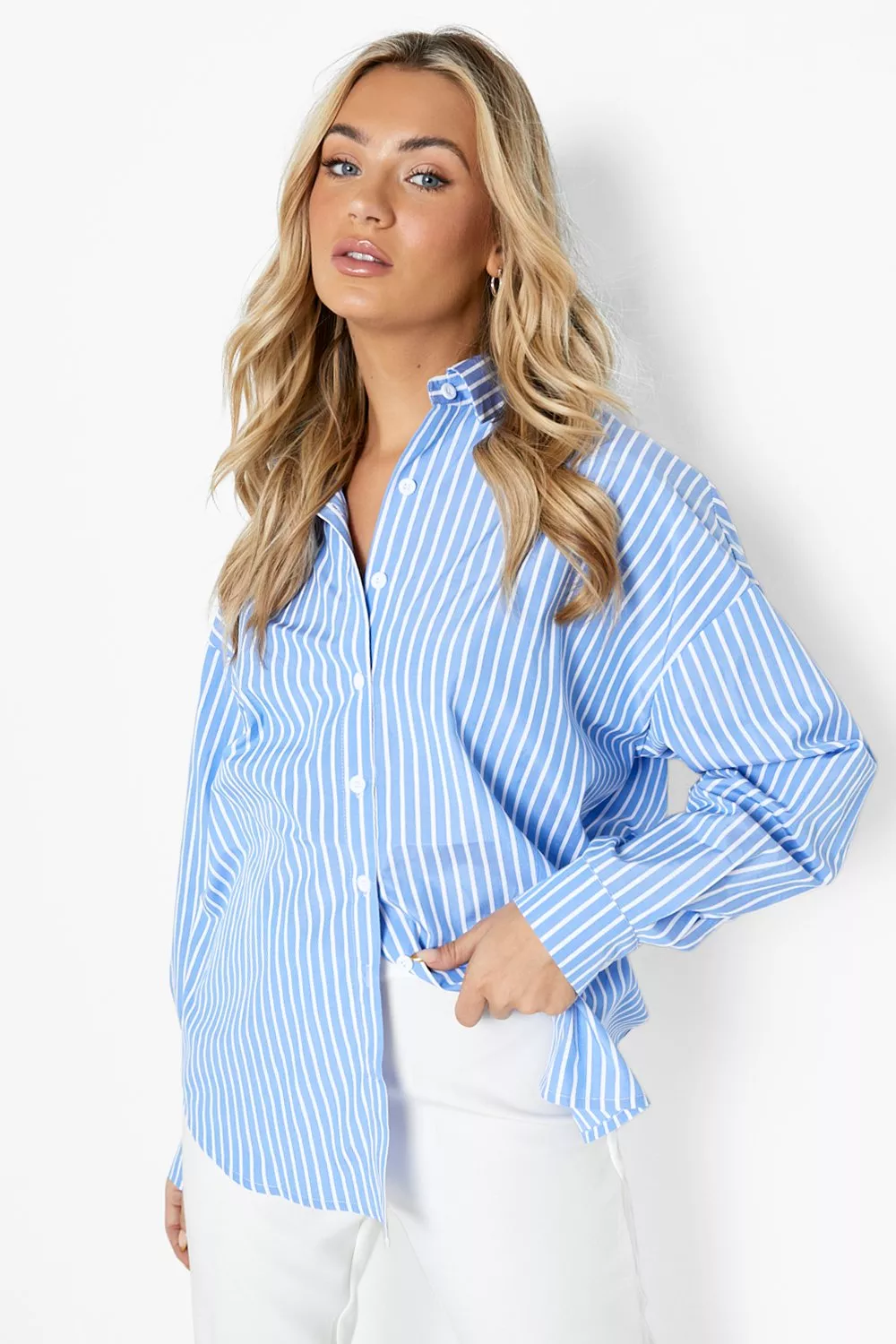 BLUE STRIPE OVERSIZED SHIRT Is £17.60, was £22.00 20% OFF