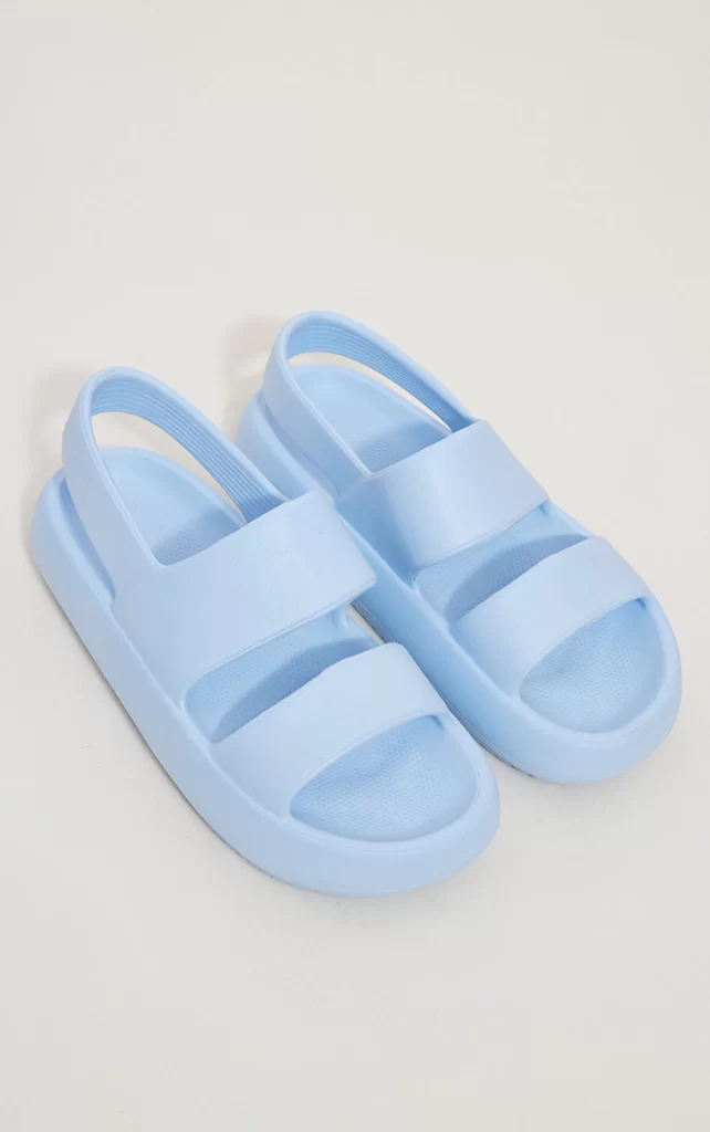 BABY BLUE DOUBLE STRAP SLINGBACK STRAP RUBBER SLIDERS £18.00 £14.00