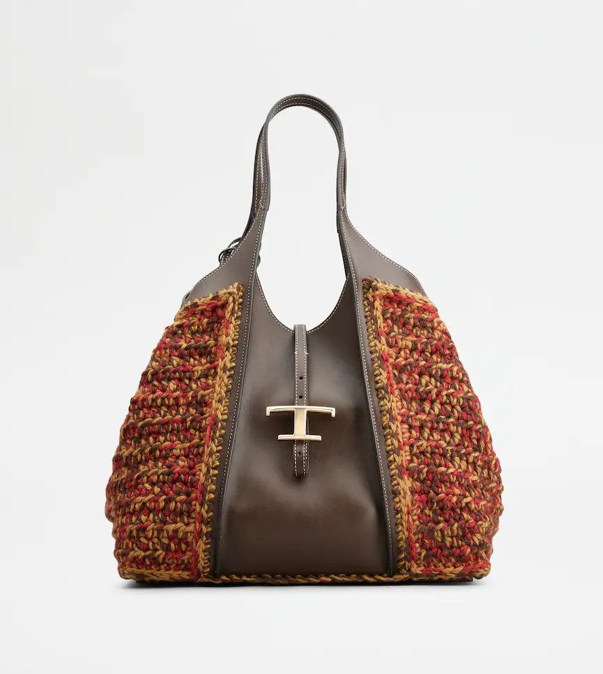 TOD'S TIMELESS SHOPPING BAG IN LEATHER AND WOOL MEDIUM - £1,930