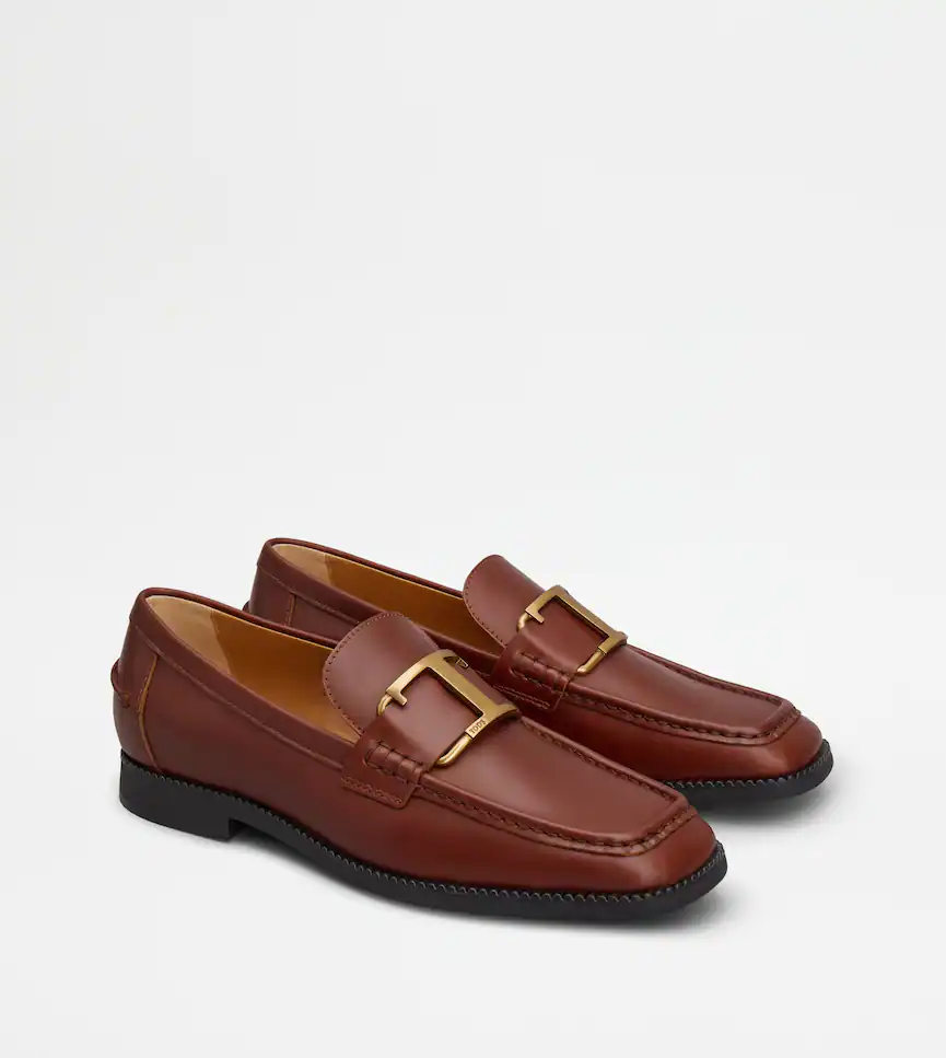 TOD'S TIMELESS LOAFERS IN LEATHER - ORANGE £595