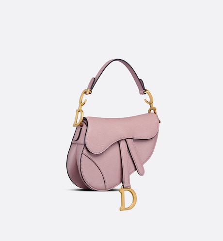 MINI SADDLE BAG WITH STRAP Antique Pink Grained Calfskin