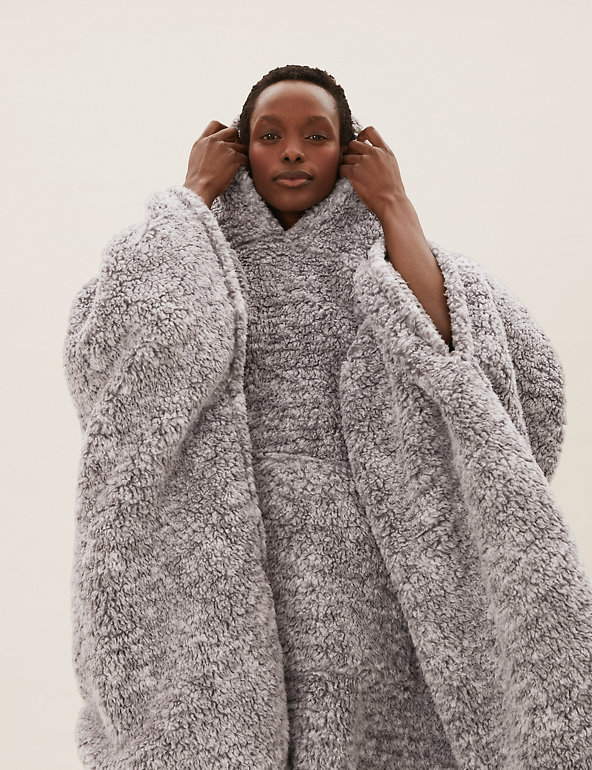 THE M&S SNUGGLE™ Teddy Fleece Adults' Hooded Blanket £25.00
