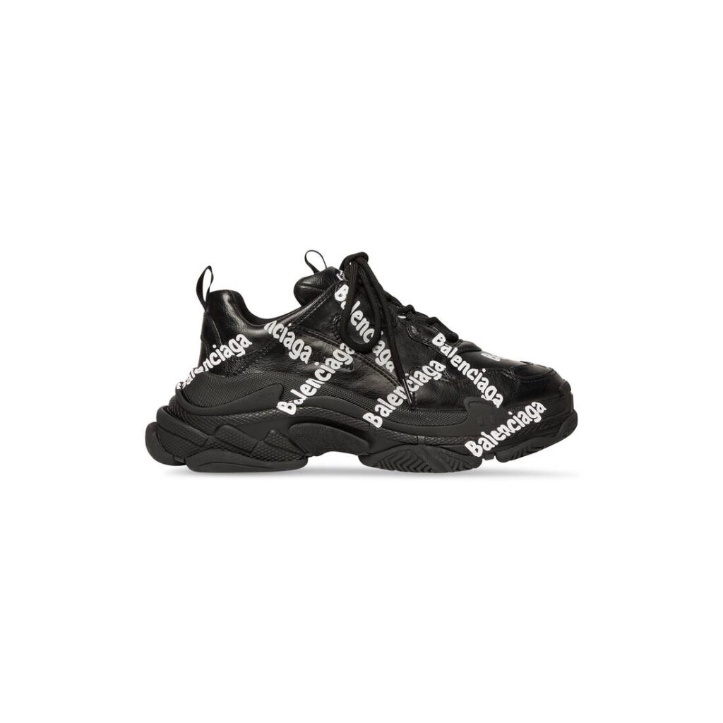 WOMEN'S TRIPLE S LOGOTYPE TRAINERS IN BLACK