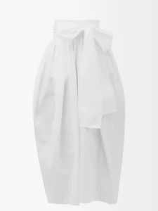 CECILIE BAHNSENJunita waist-sash cotton-poplin midi skirt 