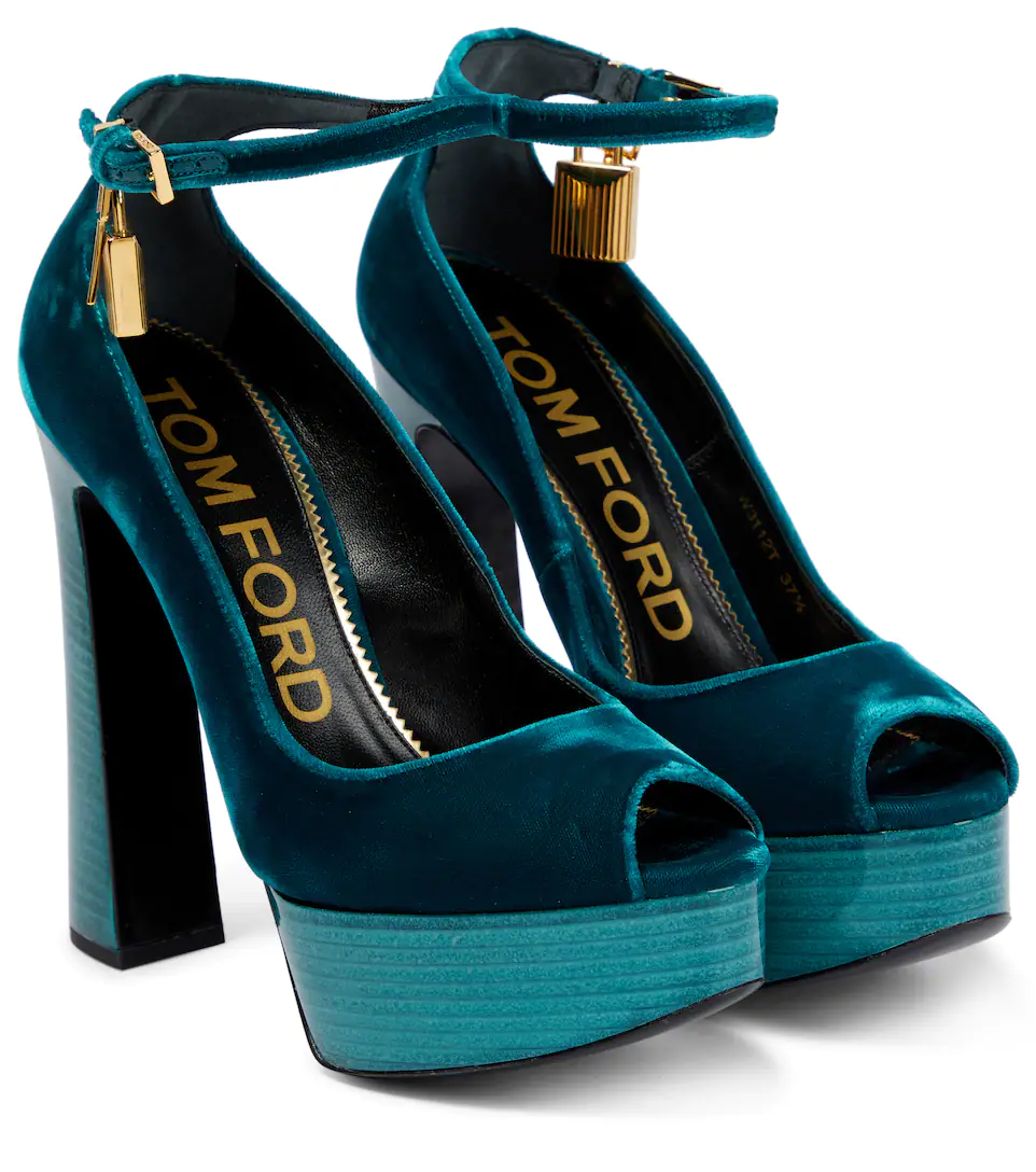 TOM FORD Padlock platform leather and velvet sandals £ 1,250