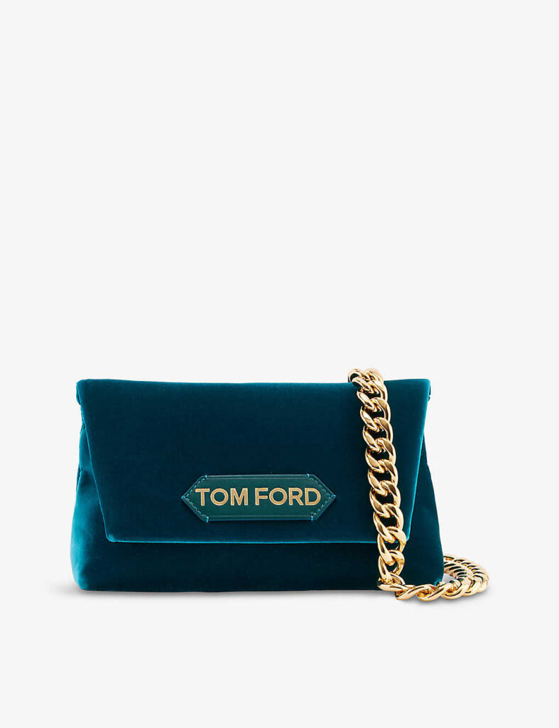 TOM FORD Label brand-tab woven clutch £990.00