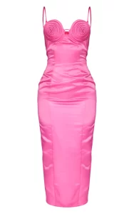 Pretty Little Thing Hot Pink Swirl Midi Dress