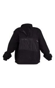 Pretty Little Thing 
Black Contrast Zip Pocket Front Fleece Jacket
£20.00