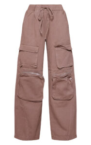 Pretty Little Thing 
Washed Brown Jogger Cargo Pocket Jeans 
£35.00