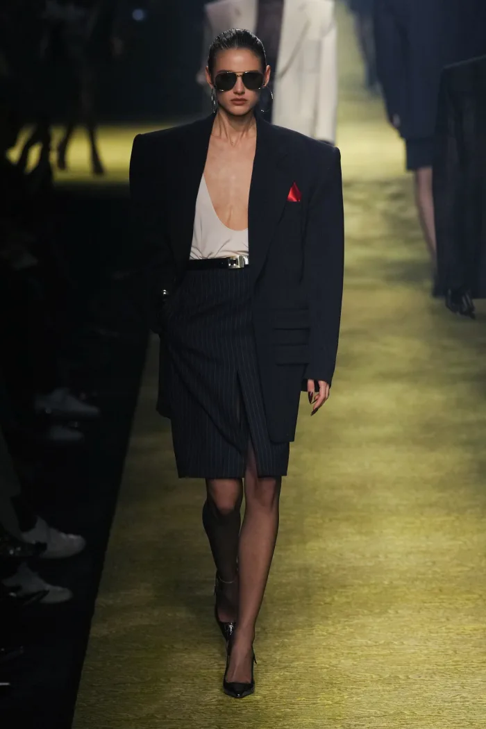 Saint Laurent's AW'23 Collection Turned Workwear Into A Timeless Broad Shoulder Trend