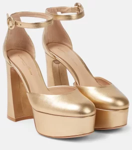 Gianvito Rossi 
Holly D'orsay metallic leather pumps
£840.00