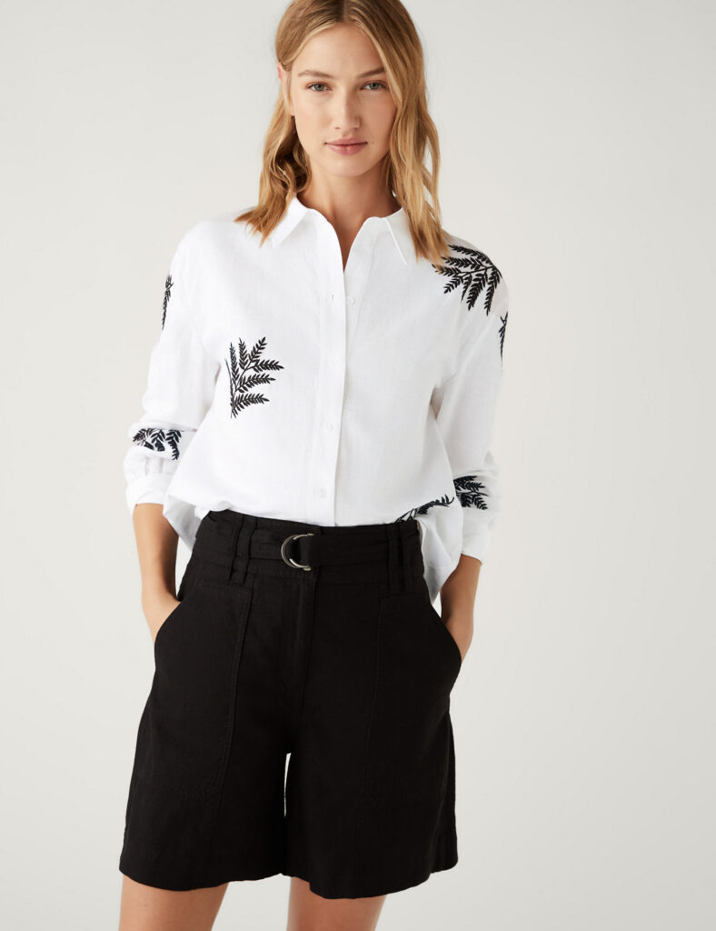 M&S Collection 
Linen Rich Embroidered Collared Shirt
£45.00