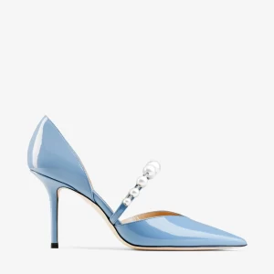 Jimmy Choo
Aurelie 85
Smoky Blue Patent Leather Pointed Pumps with Pearl Embellishment
£695.00