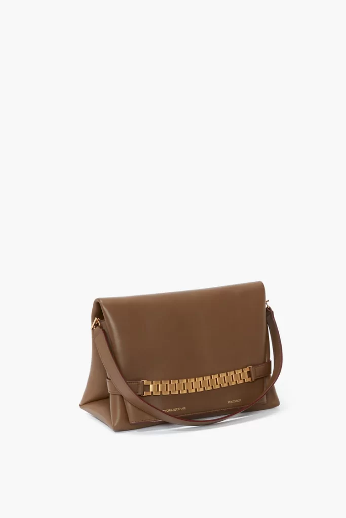 Victoria Beckham Chain Pouch With Strap In Khaki Leather £1,050.00