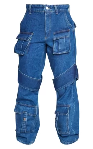 Pretty Little Thing
Mid Blue Wash Denim Stap Detail Cargo Pocket Wide Leg Jeans
Was £48.00 Now £37.00 (23% OFF)
